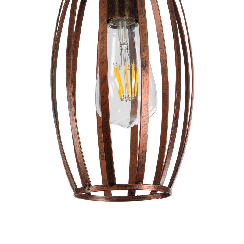 GloboStar® ZEBRA 01639 Vintage Κρεμαστό Φωτιστικό Πλέγμα Μονόφωτο 1 x E27 IP20 Χάλκινο Μέταλλο - Μ15 x 15 x Y15cm