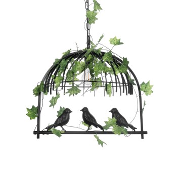 GLOBOSTAR® NEST 01640 Vintage Κρεμαστό Φωτιστικό Οροφής με Ντουί 1 x E27 AC 220-240V IP20 - Μαύρο & Πράσινο - Μ48 x Π38 x Υ40cm