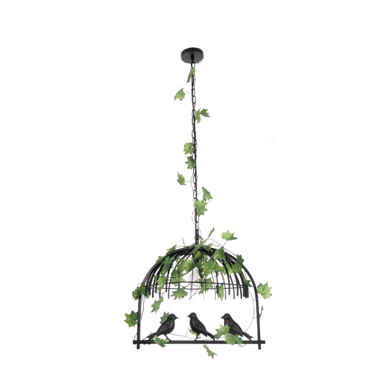 GLOBOSTAR® NEST 01640 Vintage Κρεμαστό Φωτιστικό Οροφής με Ντουί 1 x E27 AC 220-240V IP20 - Μαύρο & Πράσινο - Μ48 x Π38 x Υ40cm