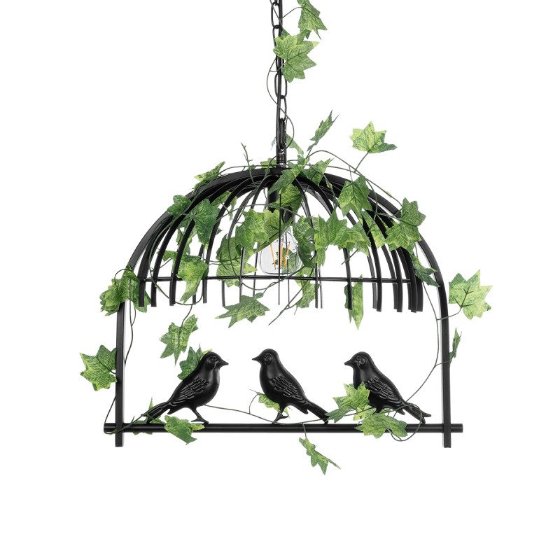 GLOBOSTAR® NEST 01640 Vintage Κρεμαστό Φωτιστικό Οροφής με Ντουί 1 x E27 AC 220-240V IP20 - Μαύρο & Πράσινο - Μ48 x Π38 x Υ40cm