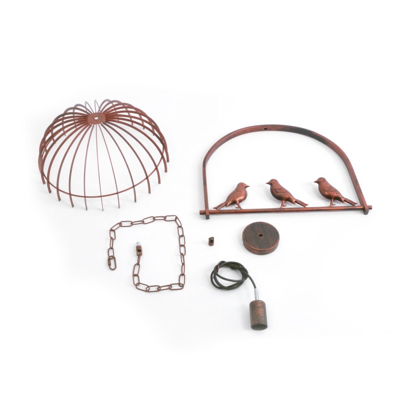 GloboStar® LIBELLULA 01642 Vintage Κρεμαστό Φωτιστικό Φιγούρα Μονόφωτο 1 x E27 IP20 Χάλκινο Μέταλλο με Πράσινο Πλαστικό - Μ48 x Π38 x Y40cm