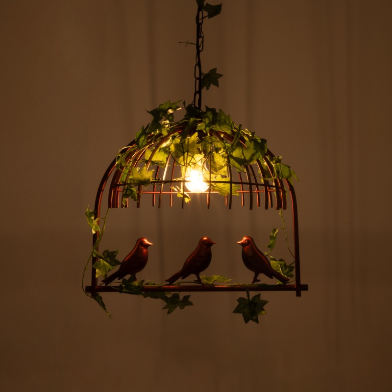 GloboStar® LIBELLULA 01642 Vintage Κρεμαστό Φωτιστικό Φιγούρα Μονόφωτο 1 x E27 IP20 Χάλκινο Μέταλλο με Πράσινο Πλαστικό - Μ48 x Π38 x Y40cm