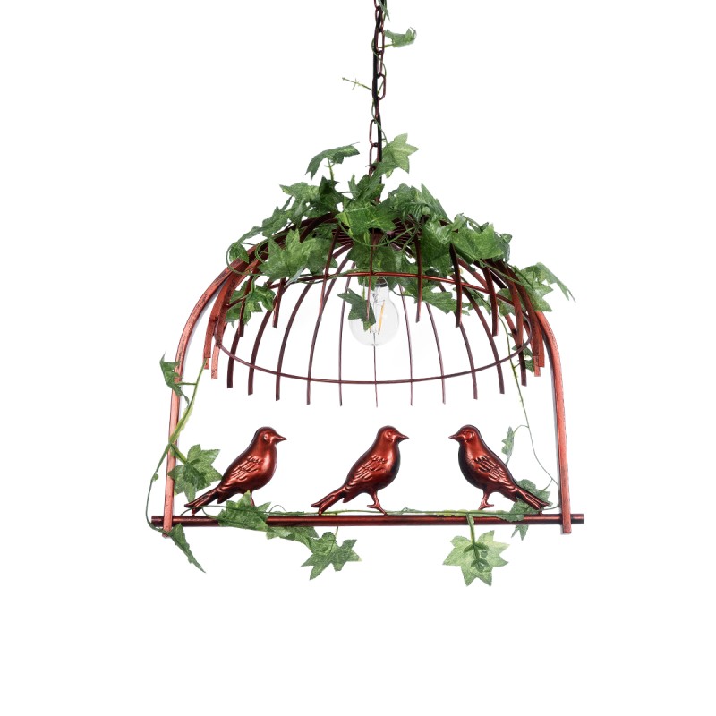 GloboStar® LIBELLULA 01642 Vintage Κρεμαστό Φωτιστικό Φιγούρα Μονόφωτο 1 x E27 IP20 Χάλκινο Μέταλλο με Πράσινο Πλαστικό - Μ48 x Π38 x Y40cm