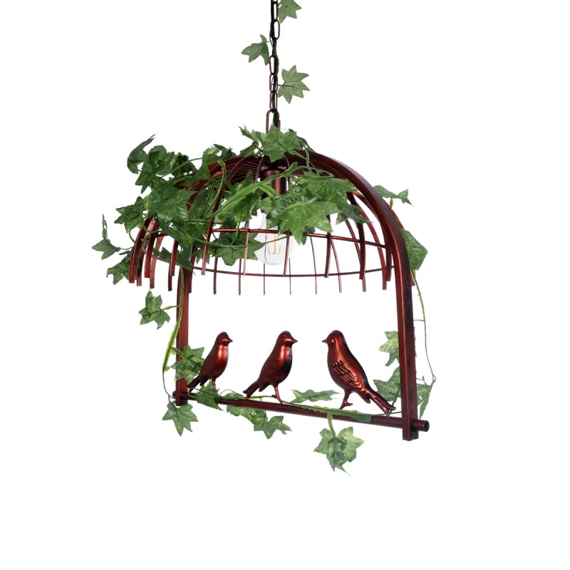 GloboStar® LIBELLULA 01642 Vintage Κρεμαστό Φωτιστικό Φιγούρα Μονόφωτο 1 x E27 IP20 Χάλκινο Μέταλλο με Πράσινο Πλαστικό - Μ48 x Π38 x Y40cm