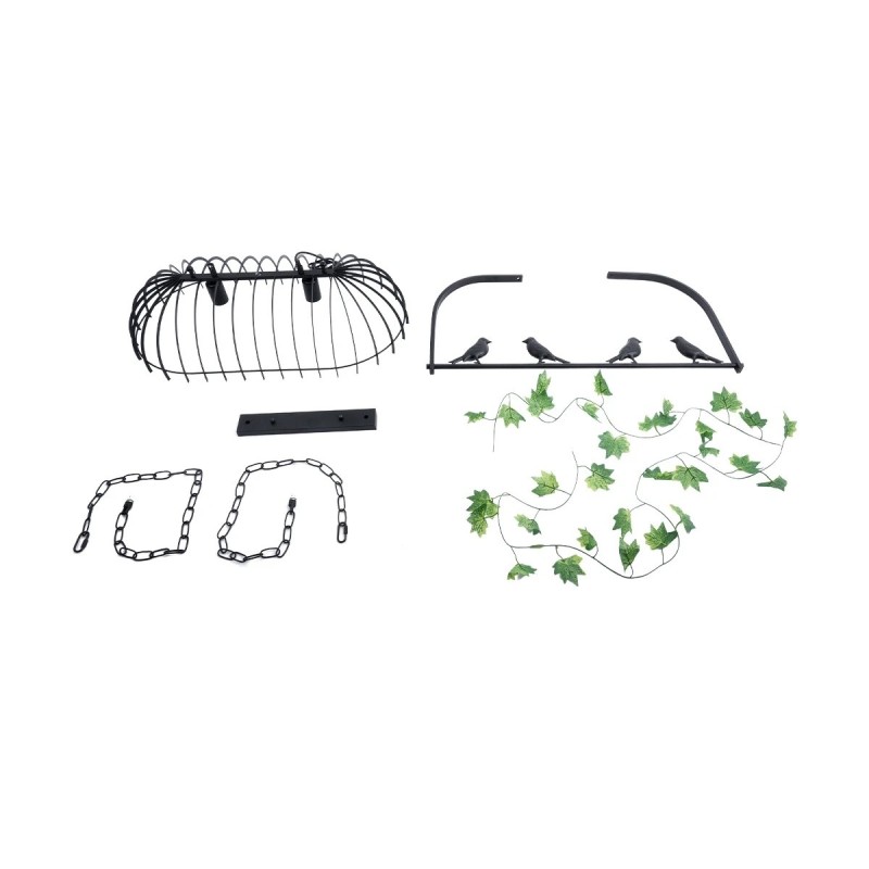 GloboStar® NEST 01643 Vintage Κρεμαστό Φωτιστικό Φιγούρα Δίφωτο 2 x E27 IP20 Μαύρο Μέταλλο με Πράσινο Πλαστικό - Μ73.6 x Π37.5 x Y38cm