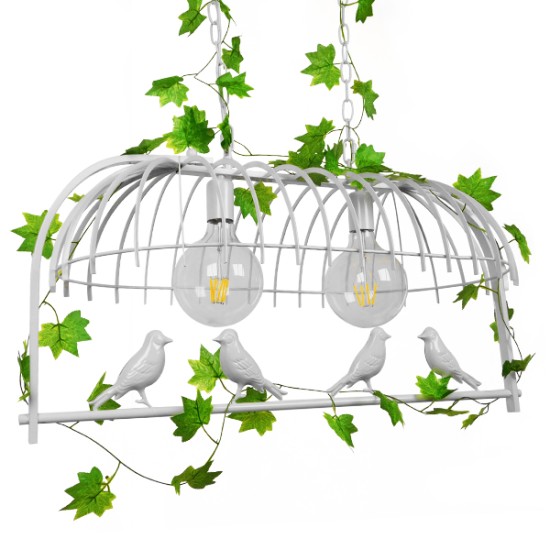 GloboStar® NEST 01644 Vintage Κρεμαστό Φωτιστικό Φιγούρα Δίφωτο 2 x E27 IP20 Λευκό Μέταλλο με Πράσινο Πλαστικό - Μ73.6 x Π37.5 x Y38cm GloboStar® NEST 01644 Vintage Κρεμαστό Φωτιστικό Φιγούρα Δίφωτο 2 x E27 IP20 Λευκό Μέταλλο με Πράσινο Πλαστικό - Μ73.6 x Π37.5 x Y38cm