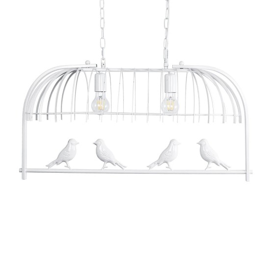 GloboStar® NEST 01644 Vintage Κρεμαστό Φωτιστικό Φιγούρα Δίφωτο 2 x E27 IP20 Λευκό Μέταλλο με Πράσινο Πλαστικό - Μ73.6 x Π37.5 x Y38cm GloboStar® NEST 01644 Vintage Κρεμαστό Φωτιστικό Φιγούρα Δίφωτο 2 x E27 IP20 Λευκό Μέταλλο με Πράσινο Πλαστικό - Μ73.6 x Π37.5 x Y38cm