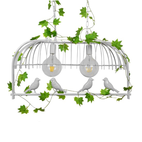 GloboStar® NEST 01644 Vintage Κρεμαστό Φωτιστικό Φιγούρα Δίφωτο 2 x E27 IP20 Λευκό Μέταλλο με Πράσινο Πλαστικό - Μ73.6 x Π37.5 x Y38cm GloboStar® NEST 01644 Vintage Κρεμαστό Φωτιστικό Φιγούρα Δίφωτο 2 x E27 IP20 Λευκό Μέταλλο με Πράσινο Πλαστικό - Μ73.6 x Π37.5 x Y38cm