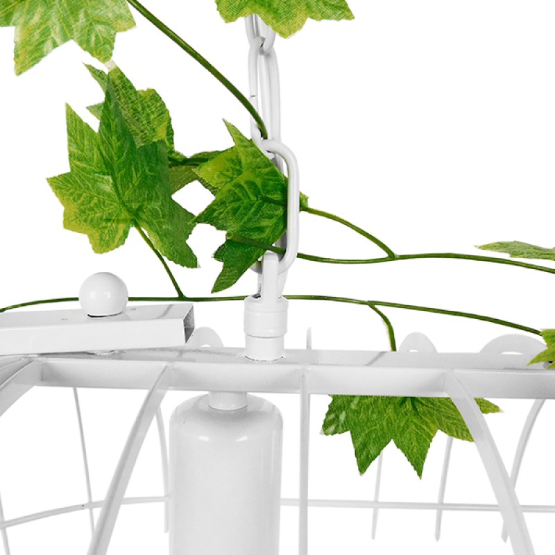 GloboStar® NEST 01644 Vintage Κρεμαστό Φωτιστικό Φιγούρα Δίφωτο 2 x E27 IP20 Λευκό Μέταλλο με Πράσινο Πλαστικό - Μ73.6 x Π37.5 x Y38cm