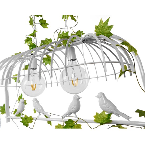 GloboStar® NEST 01644 Vintage Κρεμαστό Φωτιστικό Φιγούρα Δίφωτο 2 x E27 IP20 Λευκό Μέταλλο με Πράσινο Πλαστικό - Μ73.6 x Π37.5 x Y38cm GloboStar® NEST 01644 Vintage Κρεμαστό Φωτιστικό Φιγούρα Δίφωτο 2 x E27 IP20 Λευκό Μέταλλο με Πράσινο Πλαστικό - Μ73.6 x Π37.5 x Y38cm