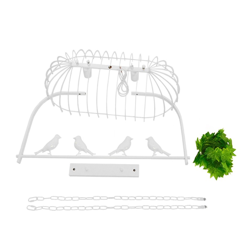 GloboStar® NEST 01644 Vintage Κρεμαστό Φωτιστικό Φιγούρα Δίφωτο 2 x E27 IP20 Λευκό Μέταλλο με Πράσινο Πλαστικό - Μ73.6 x Π37.5 x Y38cm