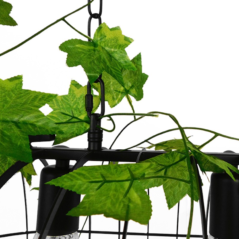 GloboStar® NEST 01646 Vintage Κρεμαστό Φωτιστικό Φιγούρα Τρίφωτο 3 x E27 IP20 Μαύρο Μέταλλο με Πράσινο Πλαστικό - Μ85.5 x Π37.5 x Y38cm