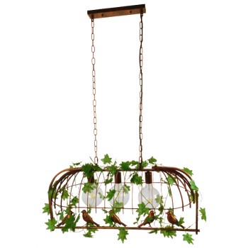 GLOBOSTAR® NEST 01648 Vintage Κρεμαστό Φωτιστικό Οροφής με Ντουί 3 x E27 AC 220-240V IP20 - Χάλκινο & Πράσινο - Μ85.5 x Π37.5 x Y38cm