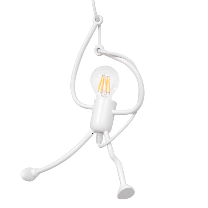 GloboStar® LITTLE MAN 01651 Μοντέρνο Κρεμαστό Φωτιστικό Φιγούρα Μονόφωτο 1 x E27 IP20 Λευκό Μέταλλο - Μ20 x Π20 x Υ40cm