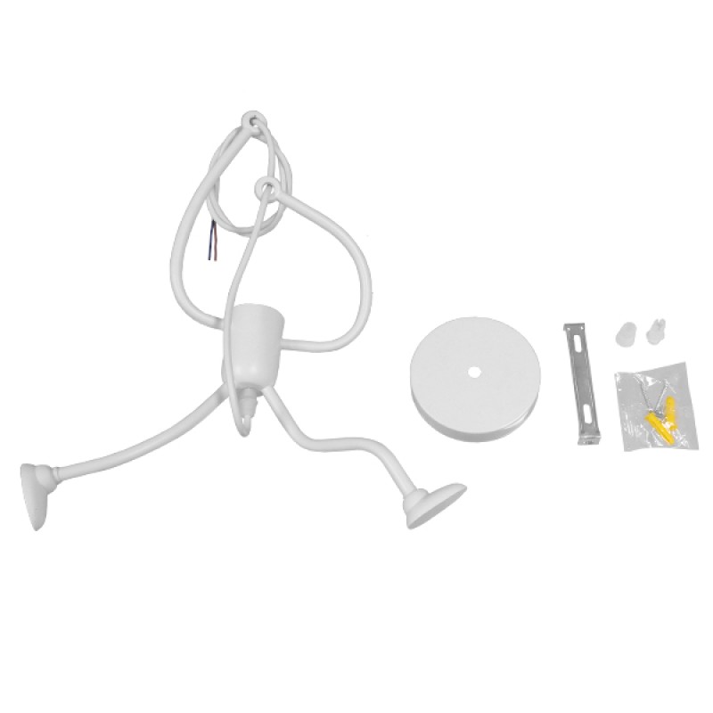 GloboStar® LITTLE MAN 01651 Μοντέρνο Κρεμαστό Φωτιστικό Φιγούρα Μονόφωτο 1 x E27 IP20 Λευκό Μέταλλο - Μ20 x Π20 x Υ40cm