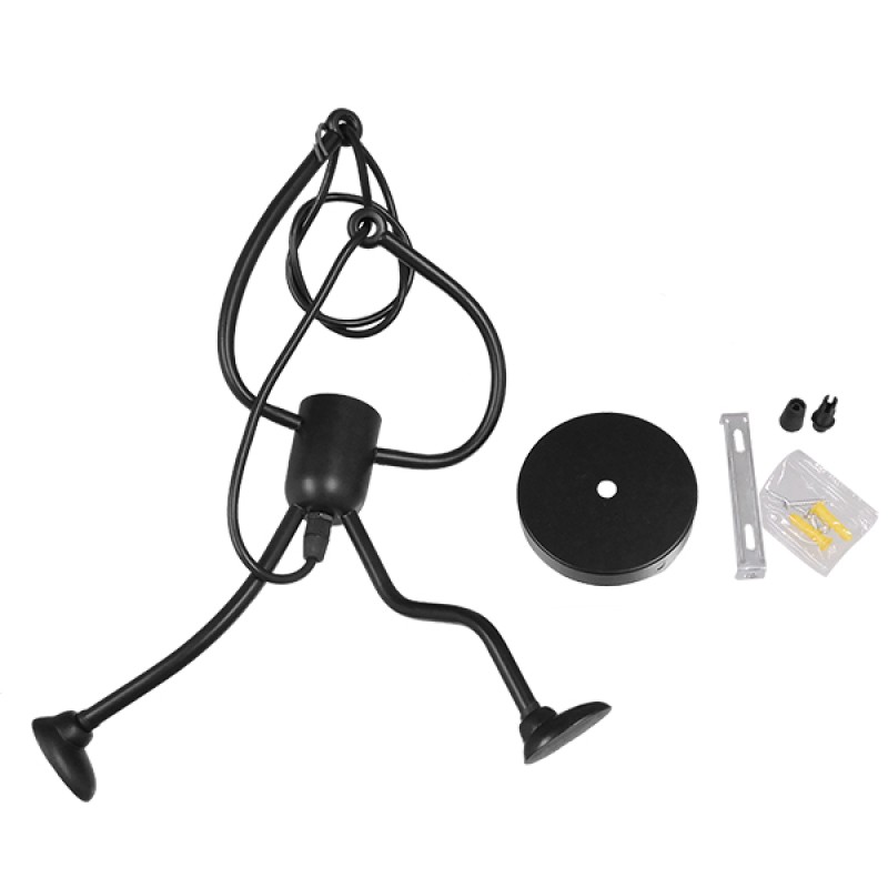 GloboStar® LITTLE MAN 01652 Μοντέρνο Κρεμαστό Φωτιστικό Φιγούρα Μονόφωτο 1 x E27 IP20 Μαύρο Μέταλλο - Μ20 x Π20 x Υ40cm