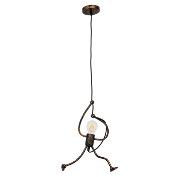 GLOBOSTAR® LITTLE MAN 01653 Μοντέρνο Κρεμαστό Φωτιστικό Οροφής με Ντουί 1 x E27 AC 220-240V IP20 - Χάλκινο - Μ20 x Π20 x Υ40cm