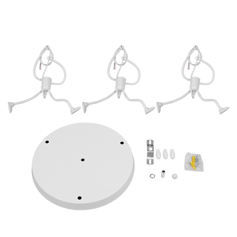 GloboStar® LITTLE MAN 01654 Μοντέρνο Κρεμαστό Φωτιστικό Φιγούρα Τρίφωτο 3 x E27 IP20 Λευκό Μέταλλο - Μ45 x Π45 x Υ40cm