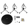 GloboStar® LITTLE MAN 01655 Μοντέρνο Κρεμαστό Φωτιστικό Φιγούρα Τρίφωτο 3 x E27 IP20 Μαύρο Μέταλλο - Μ45 x Π45 x Υ40cm