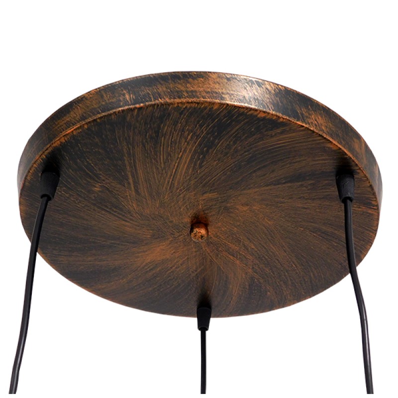 GloboStar® LITTLE MAN 01656 Μοντέρνο Κρεμαστό Φωτιστικό Φιγούρα Τρίφωτο 3 x E27 IP20 Χάλκινο Μέταλλο - Μ45 x Π45 x Υ40cm