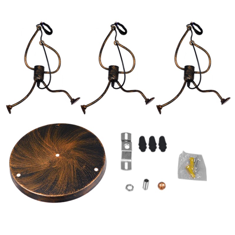 GloboStar® LITTLE MAN 01656 Μοντέρνο Κρεμαστό Φωτιστικό Φιγούρα Τρίφωτο 3 x E27 IP20 Χάλκινο Μέταλλο - Μ45 x Π45 x Υ40cm