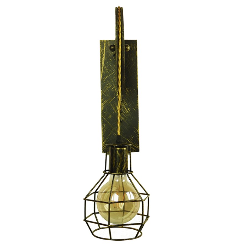 GLOBOSTAR® RYDON 01659 Vintage Φωτιστικό Τοίχου - Απλίκα με Ντουί 1 x E27 AC 220-240V IP20 - Μπρούτζινο Εφέ Σκουριάς - Μ15 x Π24 x Υ70cm