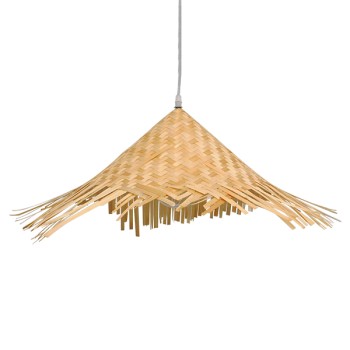 GLOBOSTAR® RICEHAT 01666 Boho Κρεμαστό Φωτιστικό Οροφής με Ντουί 1 x E27 AC 220-240V IP20 - Μπεζ - Μ70 x Π70 x Y25cm