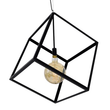GLOBOSTAR® CUBE 01672 Μοντέρνο Κρεμαστό Φωτιστικό Οροφής με Ντουί 1 x E27 AC 220-240V IP20 - Μαύρο - Μ70 x Π70 x Υ87cm