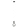 GloboStar® LAMP 01676 Μοντέρνο Κρεμαστό Φωτιστικό Φιγούρα Μονόφωτο 1 x E27 IP20 Ασημί Μέταλλο με Διάφανο Γυαλί - Μ15 x Π15 x Υ27cm