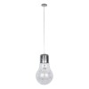 GloboStar® LAMP 01677 Μοντέρνο Κρεμαστό Φωτιστικό Φιγούρα Μονόφωτο 1 x E27 IP20 Ασημί Μέταλλο με Διάφανο Γυαλί - Μ30 x Π30 x Υ52cm