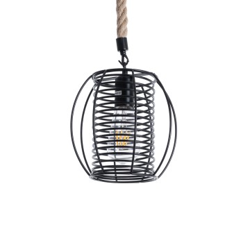 GLOBOSTAR® ORVAL 01689 Μοντέρνο Κρεμαστό Φωτιστικό Οροφής με Ντουί 1 x E27 AC 220-240V IP20 - Μαύρο & Μπεζ - Μ20 x Π20 x Υ20cm