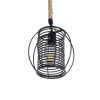 GloboStar® ORVAL 01689 Μοντέρνο Κρεμαστό Φωτιστικό Πλέγμα Μονόφωτο 1 x E27 IP20 Μαύρο Μέταλλο με Μπεζ Σχοινί - Μ20 x Π20 x Υ20cm