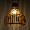 GloboStar® SCANDINAVIA 01697 Μοντέρνο Κρεμαστό Φωτιστικό Πλέγμα Μονόφωτο 1 x E27 IP20 Μπεζ Ξύλο - Μ35 x Π35 x Υ35cm