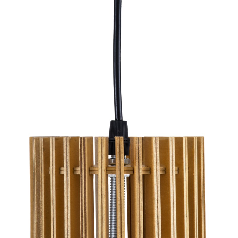 GloboStar® SCANDINAVIA 01700 Boho Κρεμαστό Φωτιστικό Πλέγμα Μονόφωτο 1 x E27 IP20 Μπεζ Ξύλο - Μ25 x Π25 x Y45cm