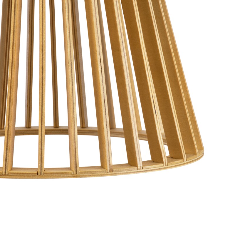 GloboStar® SCANDINAVIA 01700 Boho Κρεμαστό Φωτιστικό Πλέγμα Μονόφωτο 1 x E27 IP20 Μπεζ Ξύλο - Μ25 x Π25 x Y45cm