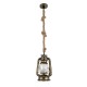 GloboStar® BARBAROSSA 01705 Vintage Κρεμαστό Φωτιστικό Ανάρτηση Μονόφωτο 1 x E27 IP20 Μπρούτζινο Μέταλλο, Διάφανο Γυαλί με Μπεζ Σχοινί - Μ18 x Π18 x Υ28cm
