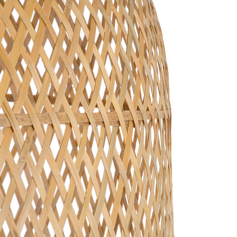 GloboStar® CALERO 01712 Boho Κρεμαστό Φωτιστικό Πλέγμα Μονόφωτο 1 x E27 IP20 Μπεζ Ξύλο - Μ40 x Π40 x Υ90cm