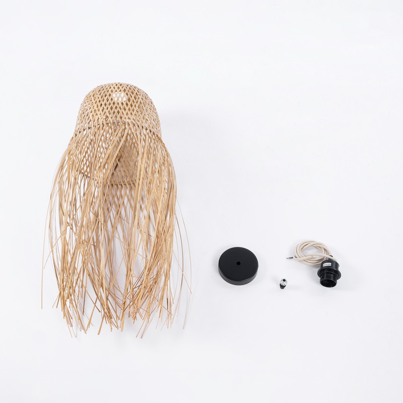 GLOBOSTAR® MANILA 01713 Boho Κρεμαστό Φωτιστικό Οροφής με Ντουί 1 x E27 AC 220-240V IP20 - Μπεζ - Μ25 x Π25 x Υ60cm