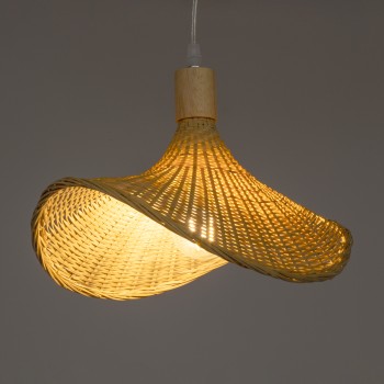 GLOBOSTAR® CUBA 01715 Boho Κρεμαστό Φωτιστικό Οροφής με Ντουί 1 x E27 AC 220-240V IP20 - Μπεζ - Μ33 x Π30 x Υ22cm