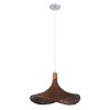 GloboStar® CUBA 01718 Boho Κρεμαστό Φωτιστικό Ανάρτηση Μονόφωτο 1 x E27 IP20 Καφέ Ξύλο - Μ43 x Π43 x Y30cm