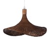 GloboStar® CUBA 01718 Boho Κρεμαστό Φωτιστικό Ανάρτηση Μονόφωτο 1 x E27 IP20 Καφέ Ξύλο - Μ43 x Π43 x Y30cm