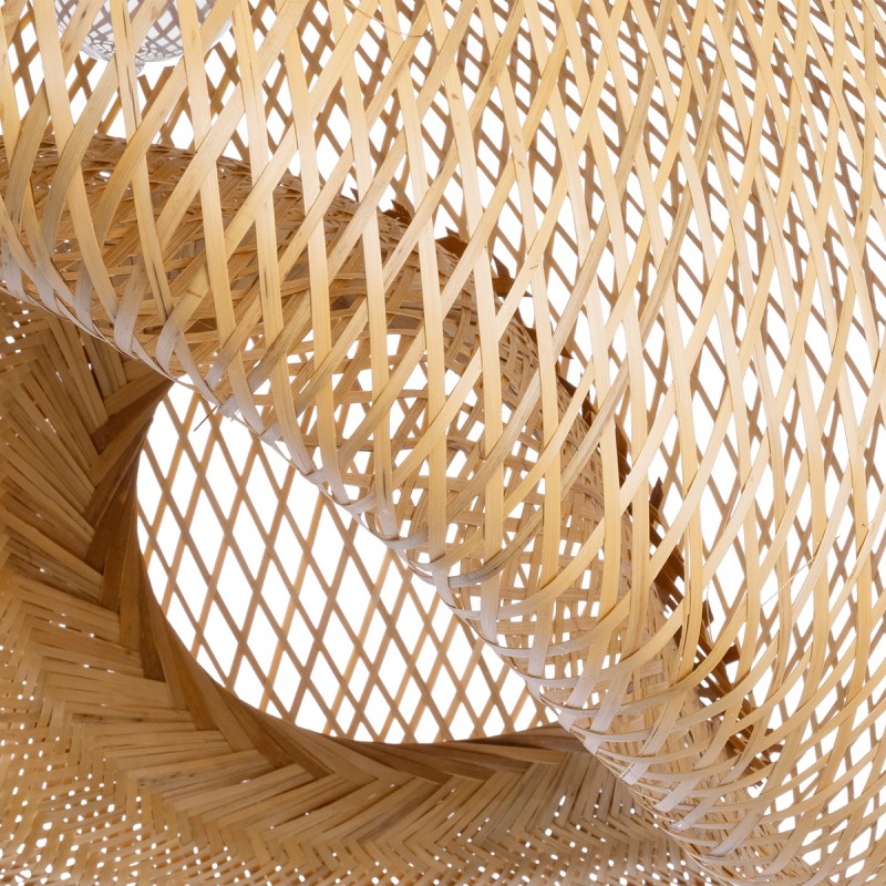 GloboStar® CARIBBEAN 01724 Boho Κρεμαστό Φωτιστικό Ανάρτηση Μονόφωτο 1 x E27 IP20 Μπεζ Ξύλο - Μ60 x Π60 x Υ38cm