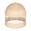 GloboStar® LUCIA 01725 Boho Κρεμαστό Φωτιστικό Πλέγμα Μονόφωτο 1 x E27 IP20 Μπεζ Ξύλο - Μ40 x Π40 x Y34cm
