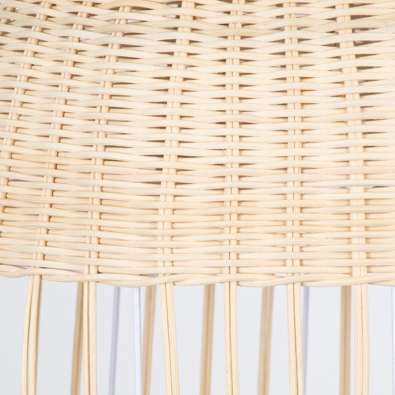 GloboStar® LUCIA 01725 Boho Κρεμαστό Φωτιστικό Πλέγμα Μονόφωτο 1 x E27 IP20 Μπεζ Ξύλο - Μ40 x Π40 x Y34cm