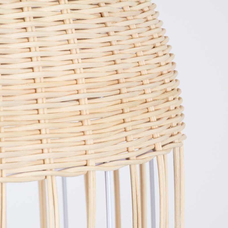 GloboStar® LUCIA 01725 Boho Κρεμαστό Φωτιστικό Πλέγμα Μονόφωτο 1 x E27 IP20 Μπεζ Ξύλο - Μ40 x Π40 x Y34cm