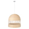 GloboStar® LUCIA 01726 Boho Κρεμαστό Φωτιστικό Πλέγμα Μονόφωτο 1 x E27 IP20 Μπεζ Ξύλο - Μ60 x Π60 x Y60cm