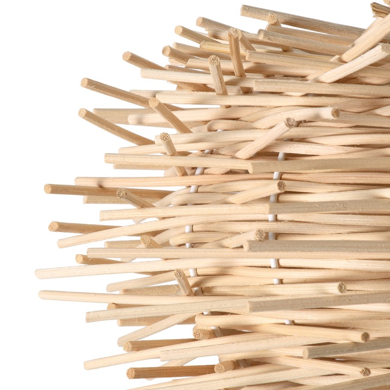 GloboStar® MINORCA 01729 Boho Κρεμαστό Φωτιστικό Ανάρτηση Μονόφωτο 1 x E27 IP20 Μπεζ Ξύλο - Μ30 x Π30 x Υ18cm