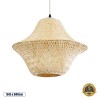 GloboStar® JUNIPER 01737 Boho Κρεμαστό Φωτιστικό Πλέγμα Μονόφωτο 1 x E27 IP20 Μπεζ Ξύλο - Μ45 x Π45 x Υ40cm