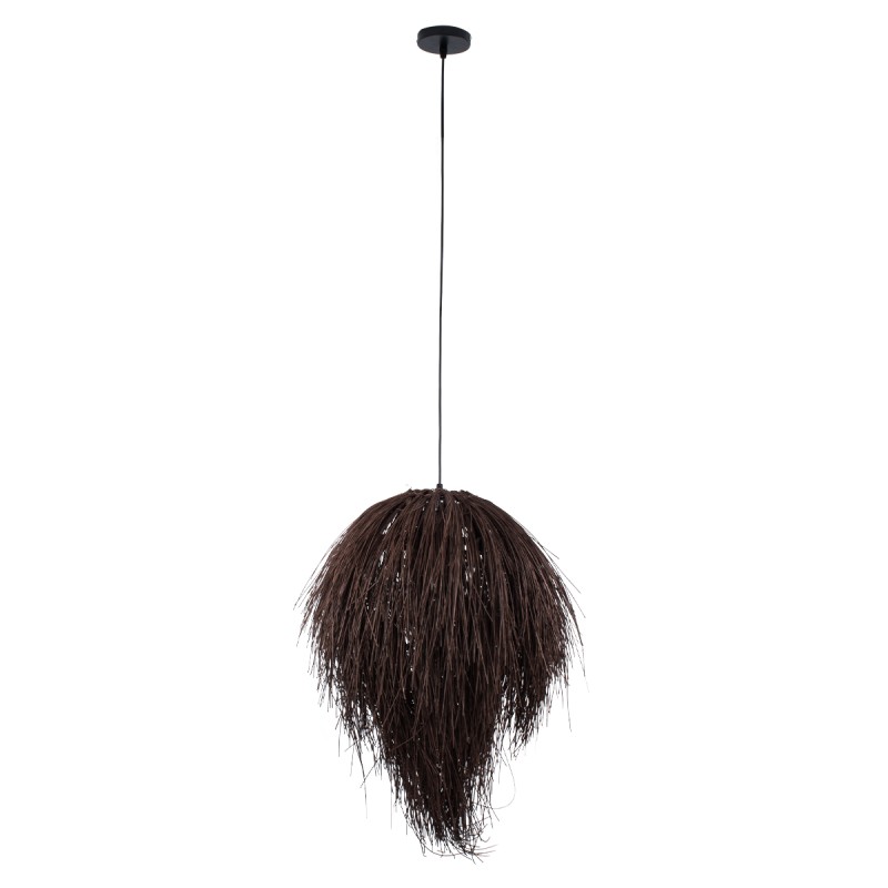 GloboStar® ARCHIPELAGO 01750 Boho Κρεμαστό Φωτιστικό Πλέγμα Μονόφωτο 1 x E27 IP20 Καφέ Ξύλο - Μ40 x Π40 x Υ63cm