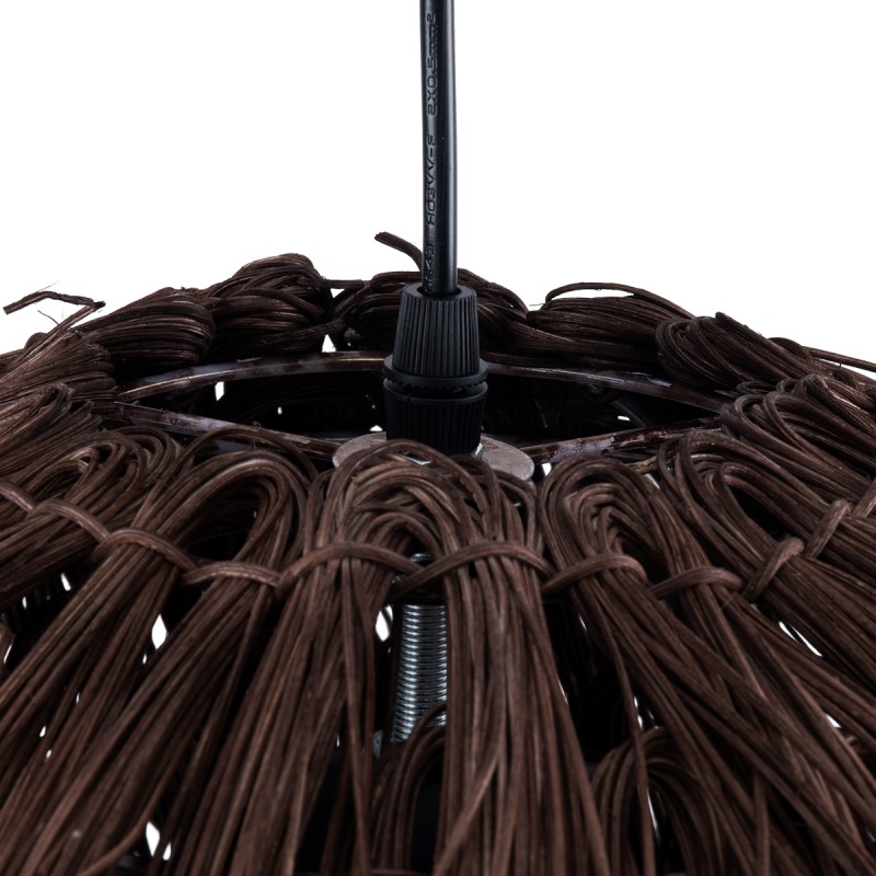 GloboStar® ARCHIPELAGO 01750 Boho Κρεμαστό Φωτιστικό Πλέγμα Μονόφωτο 1 x E27 IP20 Καφέ Ξύλο - Μ40 x Π40 x Υ63cm